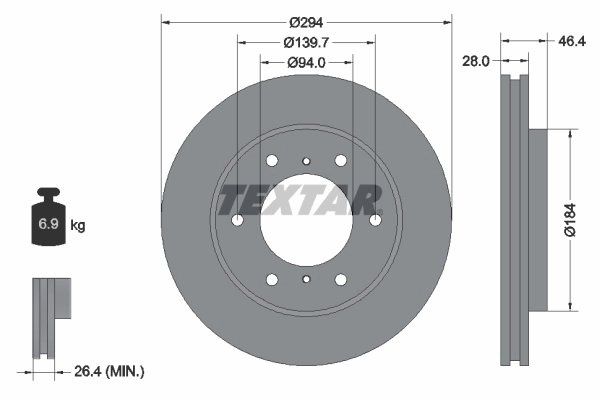 DISC FRANA TEXTAR 92180205 - Compatibil cu FIAT, MITSUBISHI, RAM