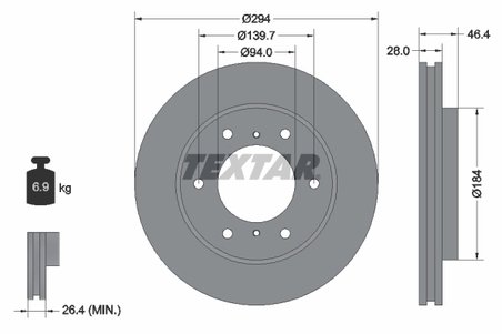 DISC FRANA TEXTAR 92180205 - Compatibil cu FIAT, MITSUBISHI, RAM