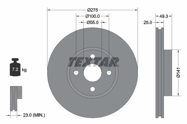 DISC FRANA TEXTAR 92180303 - Compatibil cu TOYOTA, TOYOTA (FAW)