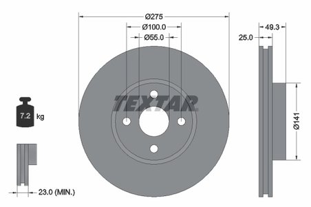 DISC FRANA TEXTAR 92180303 - Compatibil cu TOYOTA, TOYOTA (FAW)