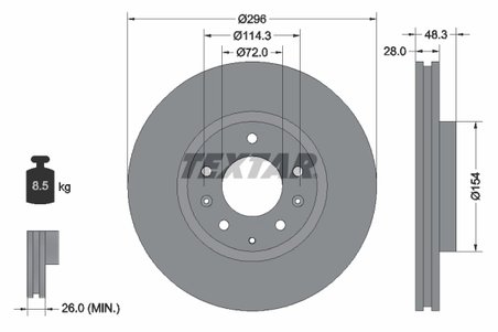 DISC FRANA TEXTAR 92180803 - Compatibil cu MAZDA, MAZDA (FAW)