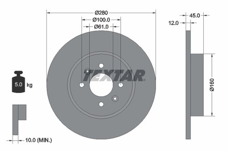 DISC FRANA TEXTAR 92181203 - Compatibil cu RENAULT