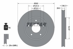 DISC FRANA TEXTAR 92181503 - Compatibil cu CHRYSLER, DODGE, FIAT, VW
