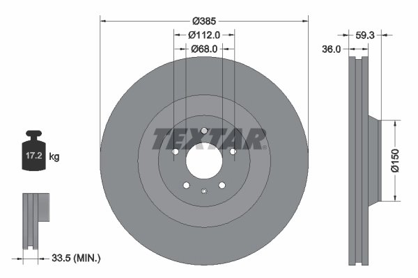 DISC FRANA TEXTAR 92184203 - Compatibil cu AUDI