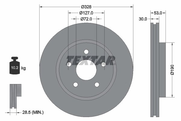 DISC FRANA TEXTAR 92184505 - Compatibil cu JEEP
