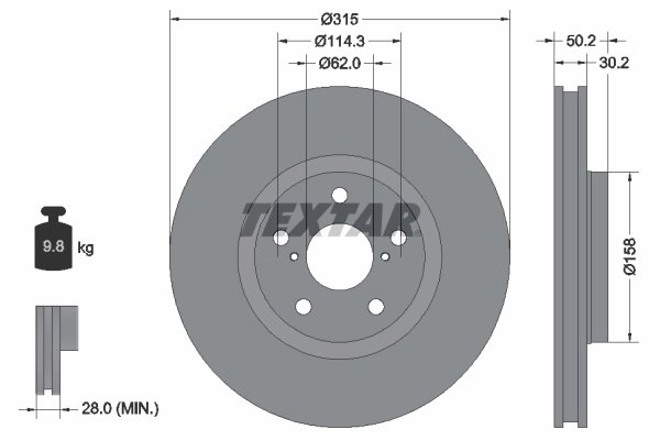 DISC FRANA TEXTAR 92185603 - Compatibil cu LEXUS