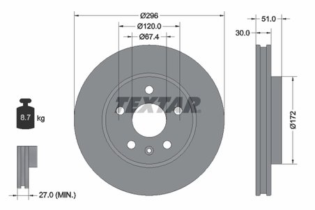 DISC FRANA TEXTAR 92186903 - Piesa auto compatibila cu mai multe marci