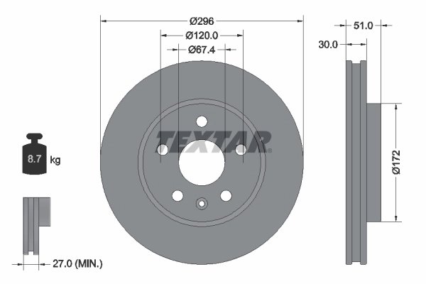Disc frana Textar 92186905