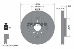 DISC FRANA TEXTAR 92187005 - Compatibil cu BUICK, BUICK (SGM), CHEVROLET, CHEVROLET (SGM), GMC, HOLDEN, MG, OPEL, ROEWE (SAIC), 