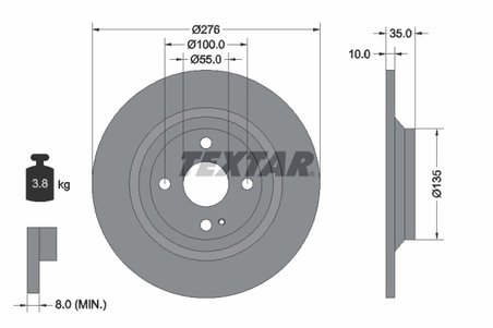 DISC FRANA TEXTAR 92188303 - Compatibil cu EUNOS, MAZDA