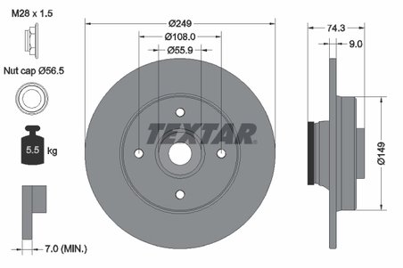 DISC FRANA TEXTAR 92194103 - Compatibil cu CITROEN, DS, PEUGEOT