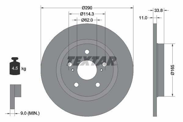 DISC FRANA TEXTAR 92195200 - Compatibil cu TOYOTA