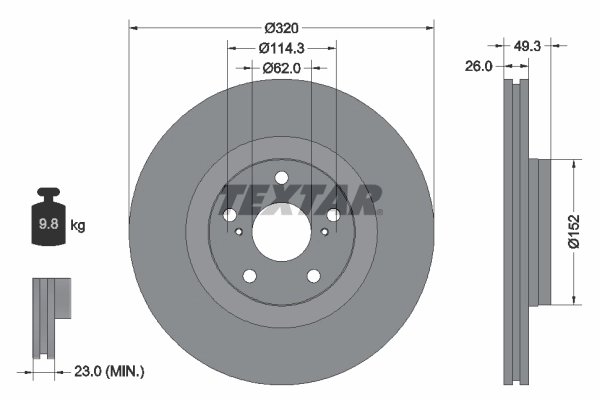 DISC FRANA TEXTAR 92195303 - Compatibil cu TOYOTA