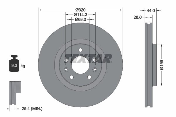 DISC FRANA TEXTAR 92195403 - Compatibil cu RENAULT, SAMSUNG