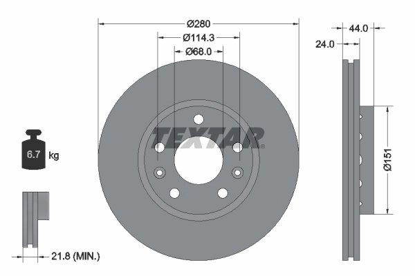 DISC FRANA TEXTAR 92195505 - Compatibil cu DACIA, MERCEDES-BENZ, NISSAN, RENAULT, SAMSUNG