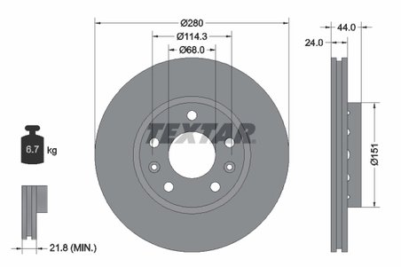 DISC FRANA TEXTAR 92195505 - Compatibil cu DACIA, MERCEDES-BENZ, NISSAN, RENAULT, SAMSUNG