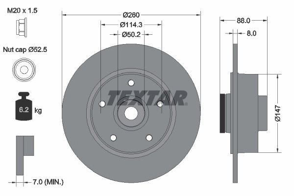 DISC FRANA TEXTAR 92196003 - Compatibil cu RENAULT, SAMSUNG