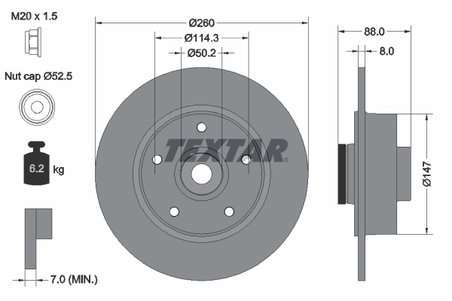 DISC FRANA TEXTAR 92196003 - Compatibil cu RENAULT, SAMSUNG
