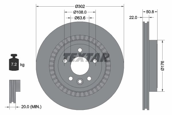 DISC FRANA TEXTAR 92196403 - Compatibil cu VOLVO, VOLVO ASIA
