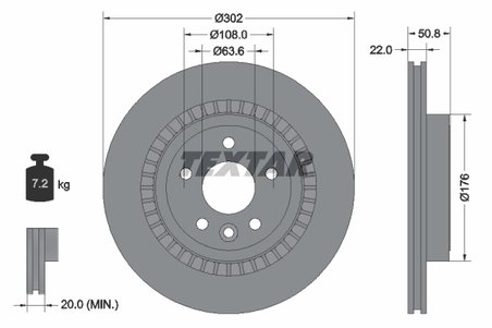 DISC FRANA TEXTAR 92196403 - Compatibil cu VOLVO, VOLVO ASIA