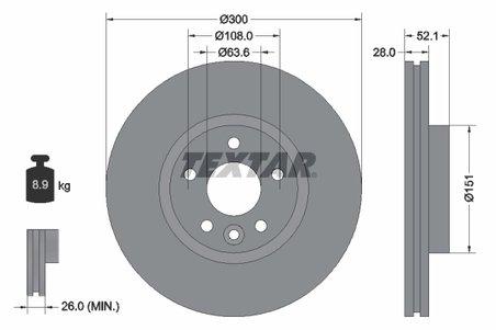 DISC FRANA TEXTAR 92196903 - Piesa auto compatibila cu mai multe marci