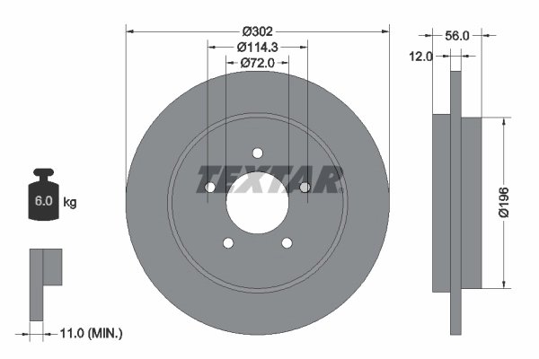 DISC FRANA TEXTAR 92197803 - Compatibil cu FORD, FORD AUSTRALIA, FORD USA, MAZDA, MERCURY