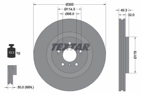 DISC FRANA TEXTAR 92199105 - Compatibil cu INFINITI, NISSAN