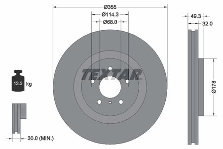 DISC FRANA TEXTAR 92199105 - Compatibil cu INFINITI, NISSAN