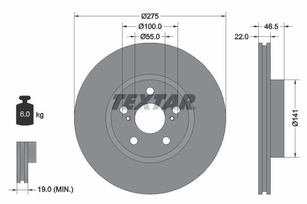 DISC FRANA TEXTAR 92199300 - Compatibil cu SCION, SUBARU, TOYOTA