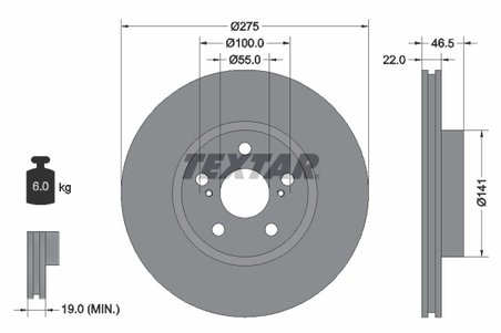 DISC FRANA TEXTAR 92199300 - Compatibil cu SCION, SUBARU, TOYOTA