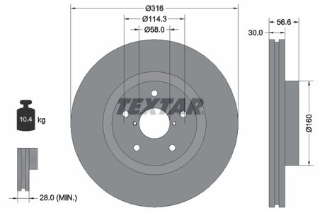 DISC FRANA TEXTAR 92199203 - Compatibil cu SUBARU