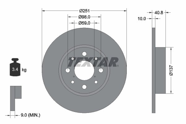 DISC FRANA TEXTAR 92202303 - Compatibil cu ALFA ROMEO