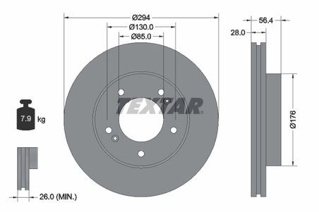 DISC FRANA TEXTAR 92203203 - Compatibil cu DAEWOO, ROEWE (SAIC), SSANGYONG