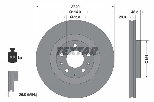 DISC FRANA TEXTAR 92203403 - Compatibil cu FORD USA, LINCOLN, MAZDA