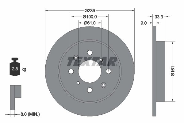 DISC FRANA TEXTAR 92204000 - Compatibil cu HONDA, HONDA (GAC)