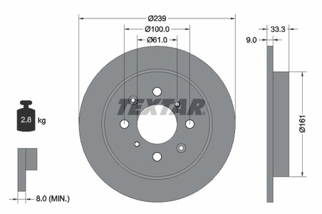 DISC FRANA TEXTAR 92204000 - Compatibil cu HONDA, HONDA (GAC)