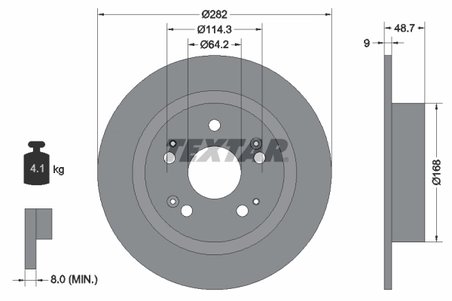 DISC FRANA TEXTAR 92204300 - Compatibil cu ACURA, HONDA, HONDA (DONGFENG), HONDA (GAC), PROTON