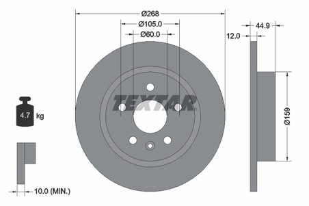 DISC FRANA TEXTAR 92205503 - Compatibil cu BUICK, BUICK (SGM), CHEVROLET, CHEVROLET (SGM), DAEWOO, HOLDEN, OPEL, VAUXHALL
