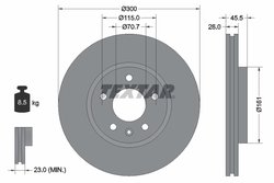 DISC FRANA TEXTAR 92205605 - Compatibil cu BUICK, BUICK (SGM), CHEVROLET, CHEVROLET (SGM), DAEWOO, HOLDEN, OPEL, VAUXHALL