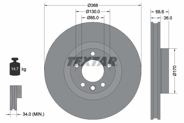 DISC FRANA TEXTAR 92213603 - Compatibil cu PORSCHE, VW