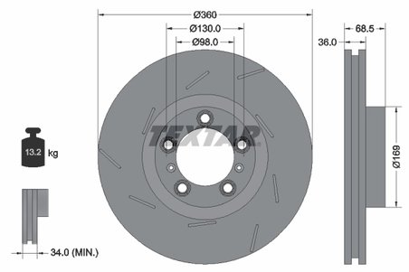 DISC FRANA TEXTAR 92213905 - Compatibil cu PORSCHE