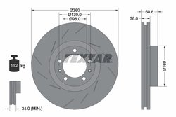 DISC FRANA TEXTAR 92214005 - Compatibil cu PORSCHE