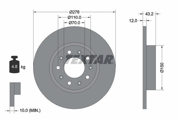 DISC FRANA TEXTAR 92221003 - Compatibil cu ALFA ROMEO, FIAT, JEEP, JEEP (GAC FCA)