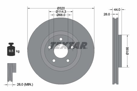 DISC FRANA TEXTAR 92222003 - Compatibil cu NISSAN, NISSAN (DFAC), RENAULT, SAMSUNG