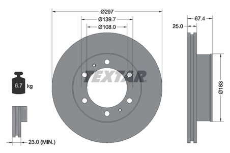 DISC FRANA TEXTAR 92222600 - Compatibil cu TOYOTA
