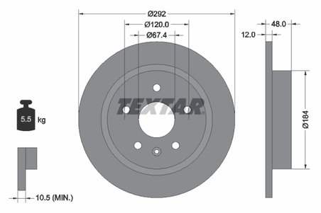 DISC FRANA TEXTAR 92222903 - Compatibil cu BUICK, BUICK (SGM), CHEVROLET, CHEVROLET (SGM), HOLDEN, OPEL, SAAB, VAUXHALL