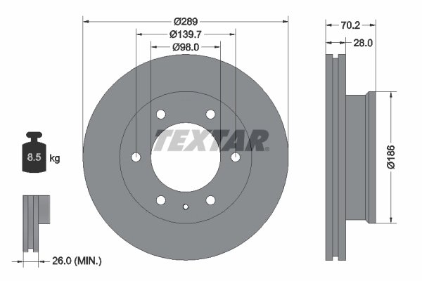 DISC FRANA TEXTAR 92223000 - Compatibil cu FORD, FORD ASIA & OCEANIA, FORD AUSTRALIA, MAZDA