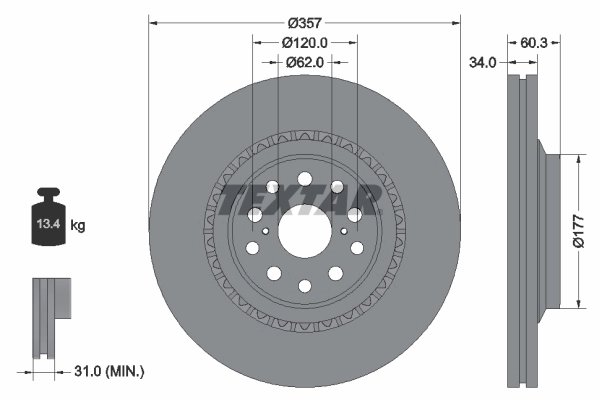 DISC FRANA TEXTAR 92224303 - Compatibil cu LEXUS, TOYOTA