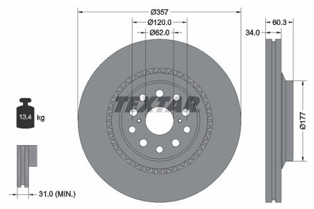 DISC FRANA TEXTAR 92224303 - Compatibil cu LEXUS, TOYOTA