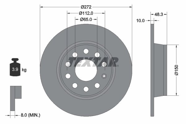 DISC FRANA TEXTAR 92224903 - Compatibil cu AUDI, AUDI (FAW), CUPRA, FORD, JETTA, SEAT, SKODA, SKODA (SVW), VW, VW (FAW), VW (SVW